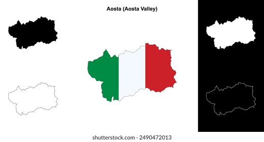 Aosta province outline map set