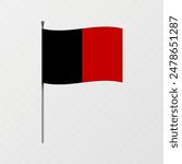 Aosta Valley region flag on flagpole. Vector illustration.