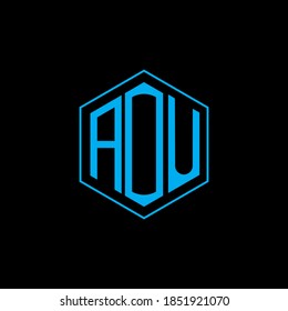 AOU letter icon design on blUE background. Creative letter AOU/A O U logo design. AOU initials Logo design