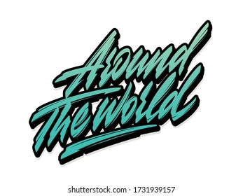 Aound The World handlettering vector design element