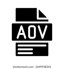 Aov glyph icon. representing a business report file with bar chart.