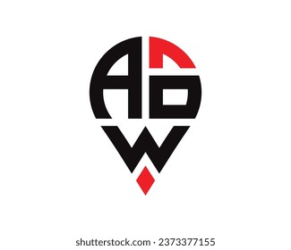 AOW letter location shape logo design. AOW letter location logo simple design.