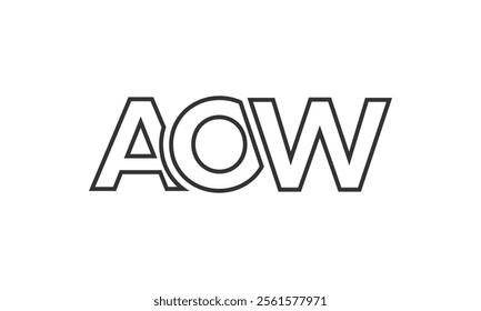 AOW logo design template with strong and modern bold text. Initial based vector logotype featuring simple and minimal typography. Trendy company identity ideal for businesses brand presence.