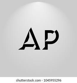 AP Abstract Black Letters with white and gray background in highlight