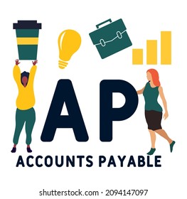 AP - Accounts Payable acronym. business concept background.  vector illustration concept with keywords and icons. lettering illustration with icons for web banner, flyer, landing 