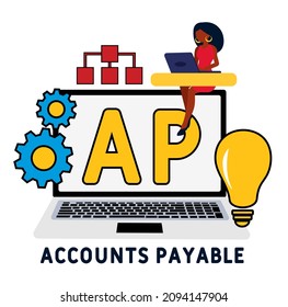 AP - Accounts Payable acronym. business concept background.  vector illustration concept with keywords and icons. lettering illustration with icons for web banner, flyer, landing 