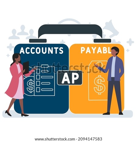 AP - Accounts Payable acronym. business concept background.  vector illustration concept with keywords and icons. lettering illustration with icons for web banner, flyer, landing 