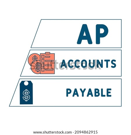AP - Accounts Payable acronym. business concept background.  vector illustration concept with keywords and icons. lettering illustration with icons for web banner, flyer, landing 