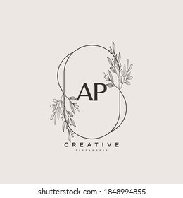 AP Beauty vector initial logo art, handwriting logo of initial signature, wedding, fashion, jewerly, boutique, floral and botanical with creative template for any company or business.