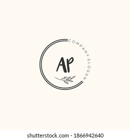 Logo inicial del vector de belleza AP, diseño de arte del logo de escritura a mano de firma inicial, boda, moda, joyas, boutique, floral y botánica con plantilla creativa para cualquier empresa o negocio.