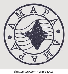 Amapá, AP, Brazil Map Postmark. Silhouette Postal Passport. Stamp Round Vector Icon. Vintage Postage Design.