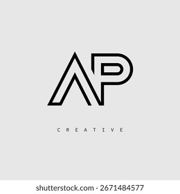 AP Creative Letter Logo - Minimal Line Monogram in Schwarz Umriss für modernes Branding Identity Design.