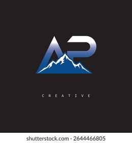 AP Creative Mountain Logo Bold Gradient Letter mark Branding Design for Business Outdoor Brands