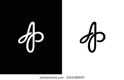 AP Cursive Letter Initial Logo Design, Vector Template