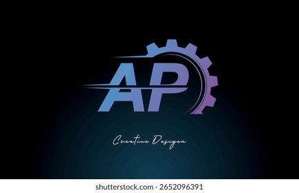 AP Gear Fusion Logo – Industrial Tech-Inspired Letter mark Futuristic Industrial Letter Mark Design for Technology and Engineering Brands.