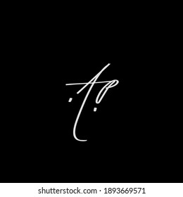 Ap logotipo escrito a mano para identidad Fondo negro
