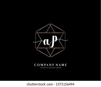 AP initial handwriting logo geometric template vector