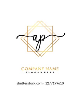 AP Initial Handwriting logo template vector