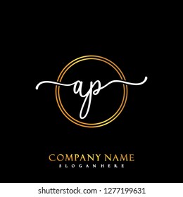 AP Initial Handwriting logo template vector