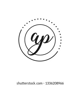 AP  Initial Handwriting logo template vector