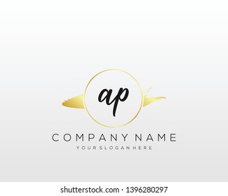 AP Initial handwriting logo template vector.
