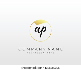 AP Initial handwriting logo template vector.