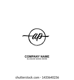 AP Initial handwriting logo template vector