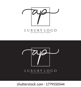 AP Initial handwriting logo template vector