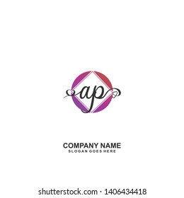AP Initial handwriting logo vector