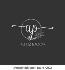 AP Initial handwriting logo vector