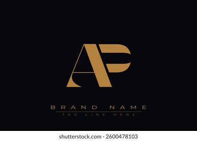 AP initial letter logo design. Letter A and P luxury alphabet letter logo icon template