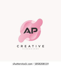 AP Initial Letter logo icon design template elements with wave colorful art.