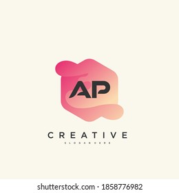 AP Initial Letter logo icon design template elements with wave colorful art.