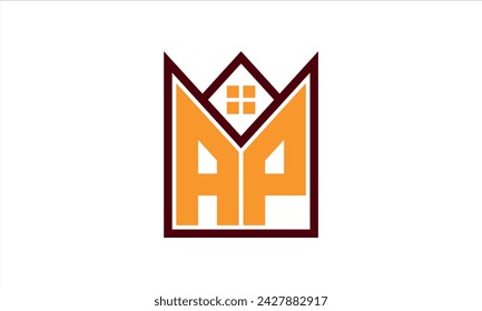 AP initial letter real estate builders logo design vector. construction, housing, home marker, property, building, apartment, flat, compartment, business, corporate, house rent, rental, commercial