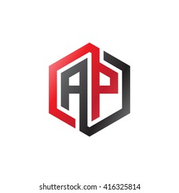 AP initial letters loop linked hexagon logo red black