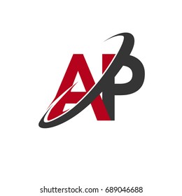 AP initial logo company name colored red and black swoosh design, isolated on white background. vector logo for business and company identity.