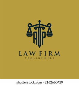 AP initial monogram for lawfirm logo with sword and scale