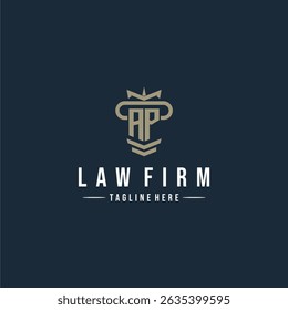 AP initial monogram logo law firm with pillar design