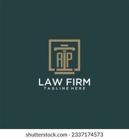 AP initial monogram logo for lawfirm with pillar design in creative square