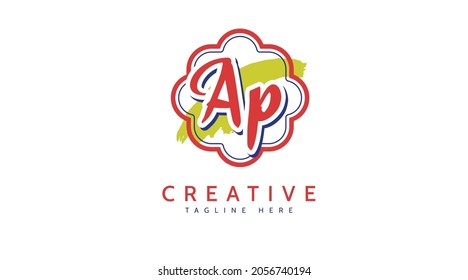 Ap Initials, handwriting logo vector