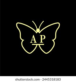 AP Initials Luxury Butterfly logo Vector illustration