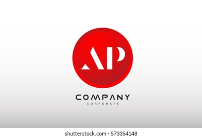 AP letter alphabet dot circle red simple flat technology modern creative vector logo icon sign design template 