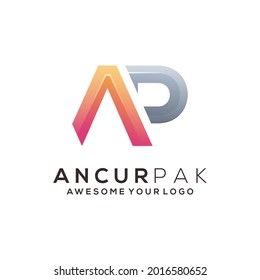 Ap Letter Gradient Logo illustration Abstract