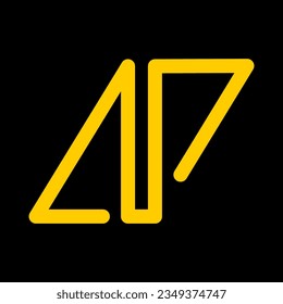 AP Letter Initial Logo Design Template Vector Illustration. Yellow Gold Typography on Black Background