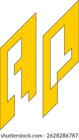 ILUSTRACIÓN VECTORIAL de Plantilla de diseño de logotipo inicial de letra AP. Tipografía amarilla sobre fondo blanco. 