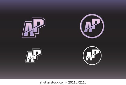 AP letter logo with gaming style and contemporary colors