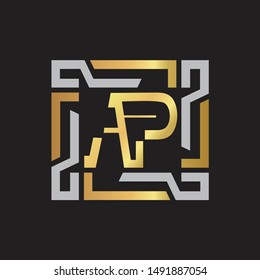 AP Letter logo initial capital monogram with abstrac ornament