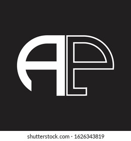 AP Letter logo monogram with oval shape negative space design template