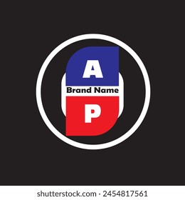 Diseño del Vector del logotipo de la letra de AP en el fondo negro
