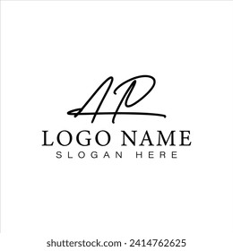 Ap-Letter-Logo, Vektorgrafik, handschriftlich, schwarz Symbol und Unterschrift